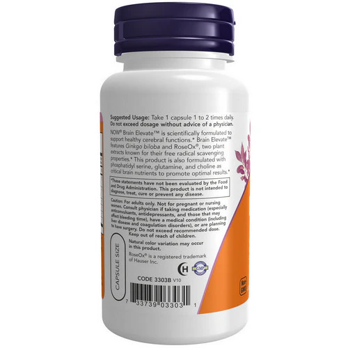 Now Foods, Brain Elevate Formula, 60 Vcaps - Image 3