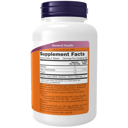 Now Foods, Brewer's Yeast, 650 Mg, 200 Tabs - Image 3