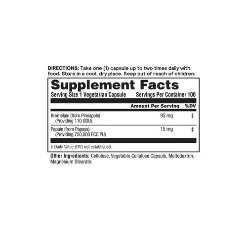 Nature's Life, Bromelain & Papain, 250/250 mg, 100 vcaps - Image 2