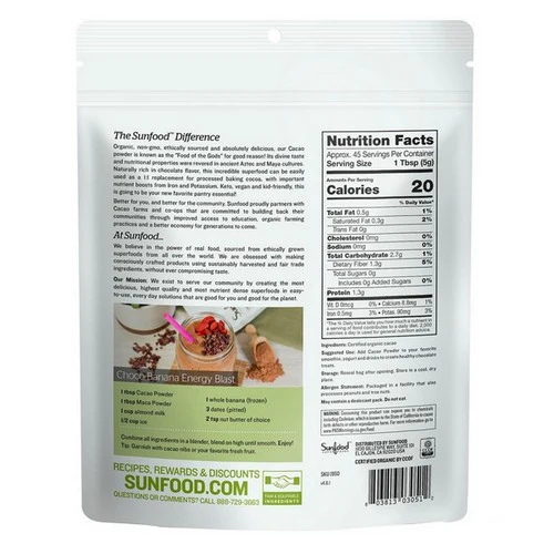 Sunfood Superfoods, Cacao Powder Organic, 8 Oz - Image 2