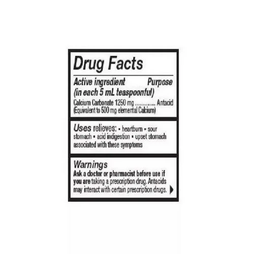 Quality Value, Calcium Carbonate Oral Suspension, 1250mg, 16 Oz - Image 2