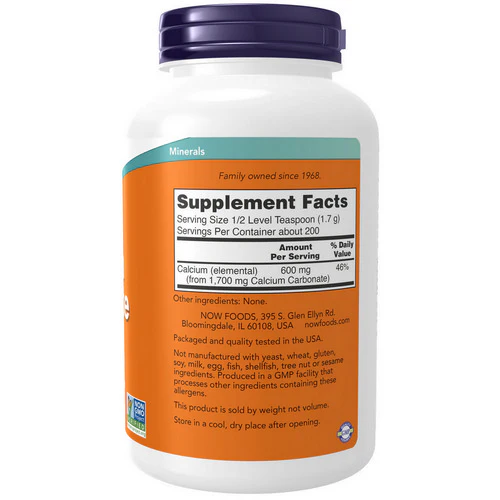 Now Foods, Calcium Carbonate Powder, 12 OZ - Image 2