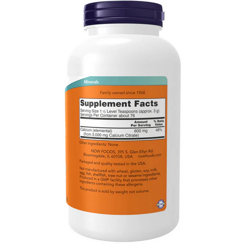 Now Foods, Calcium Citrate, 8 OZ - Image 2