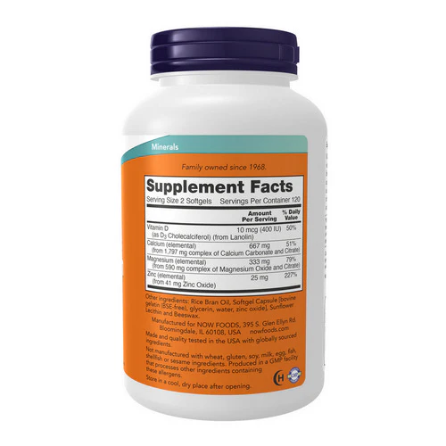 Now Foods, Calcium & Magnesium, 240 Softgels - Image 2