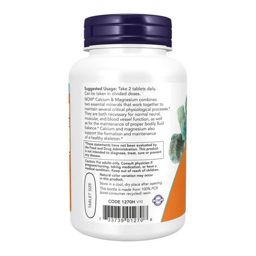 Now Foods, Calcium & Magnesium, 500/250 mg, 100 Tabs - Image 3