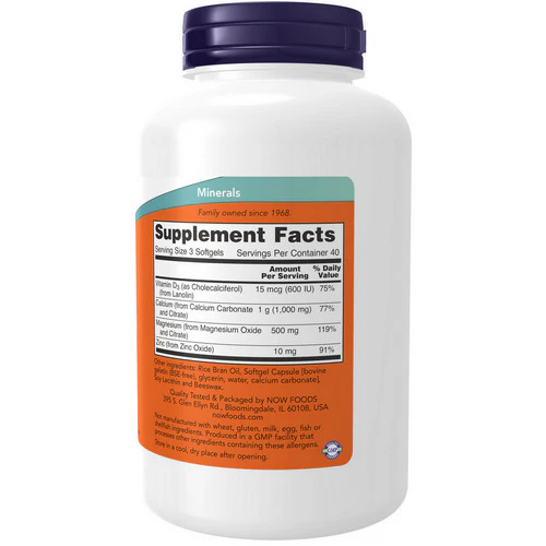 Now Foods, Calcium & Magnesium, 120 Softgels - Image 2