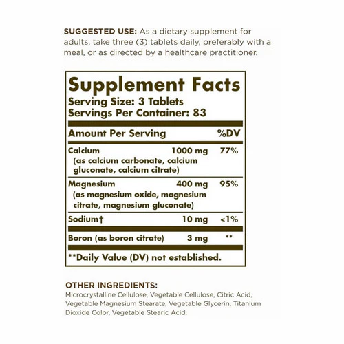 Solgar, Calcium Magnesium Boron Tablets, 250 Tabs - Image 2