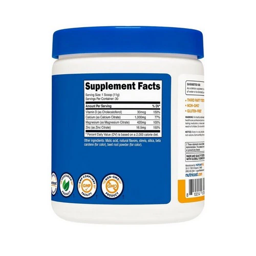 Nutricost, Calcium Magnesium Zinc D3 Powder Peach Mango, 30 Serving - Image 2