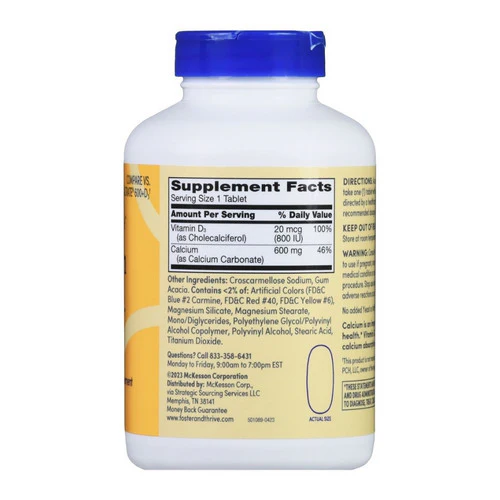 Foster And Thrive, Calcium Plus Vitamion D3, 600 Mg, 300 Tabs - Image 3
