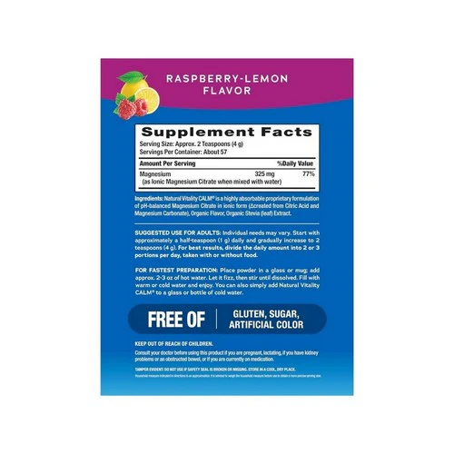 Natural Vitality, CALM Raspberry Lemon, 8 Oz - Image 2