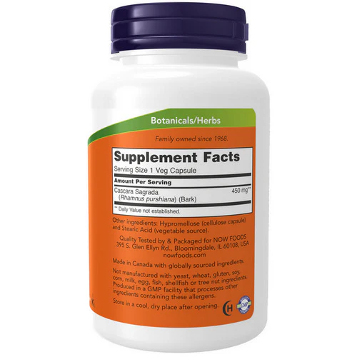Now Foods, Cascara Sagrada, 450 mg, 250 Caps - Image 2
