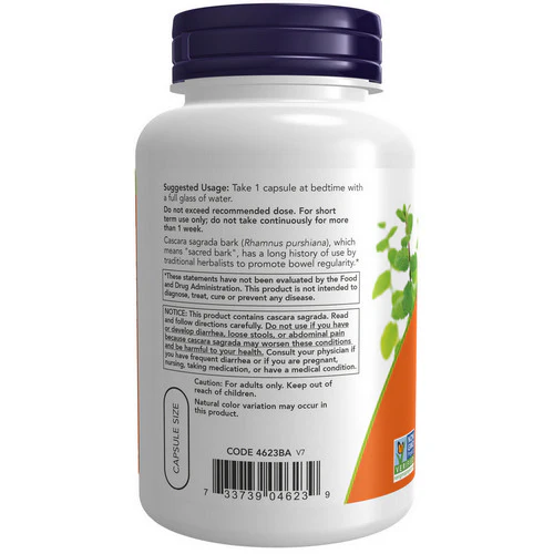 Now Foods, Cascara Sagrada, 450 mg, 250 Caps - Image 3