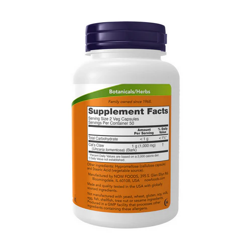 Now Foods, Cats Claw, 500 mg, 100 Caps - Image 2