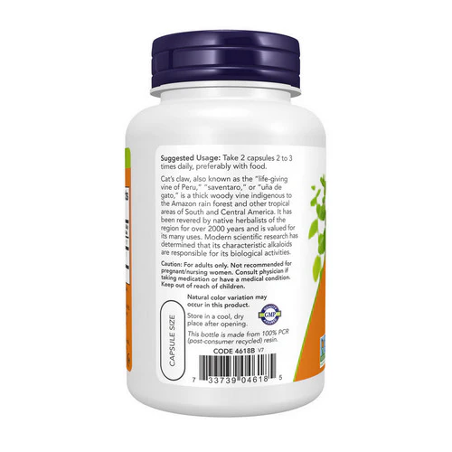 Now Foods, Cats Claw, 500 mg, 100 Caps - Image 3