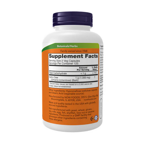 Now Foods, Cats Claw, 500 mg, 250 Caps - Image 2