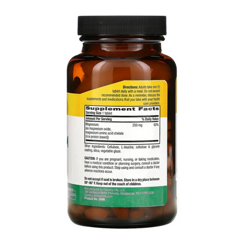 Country Life, Chelated Magnesium, 250 MG, 180 Tabs - Image 2