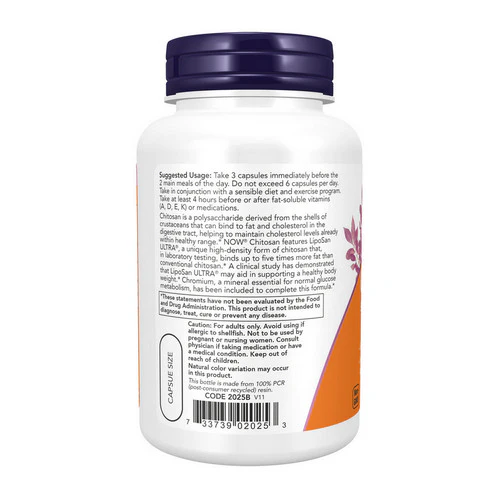 Now Foods, Chitosan plus Chromium, 500 mg, 120 Caps - Image 3