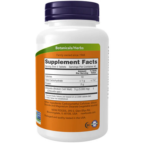 Now Foods, Chlorella, 1000 mg, 120 Tabs - Image 2