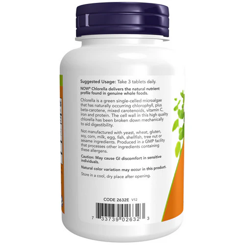 Now Foods, Chlorella, 1000 mg, 120 Tabs - Image 3