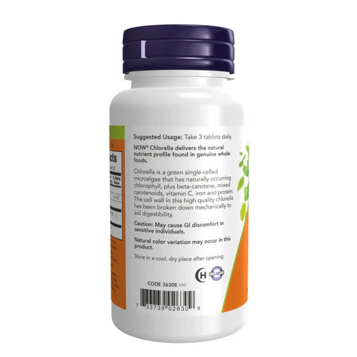Now Foods, Chlorella, 1000 mg, 60 Tabs - Image 2