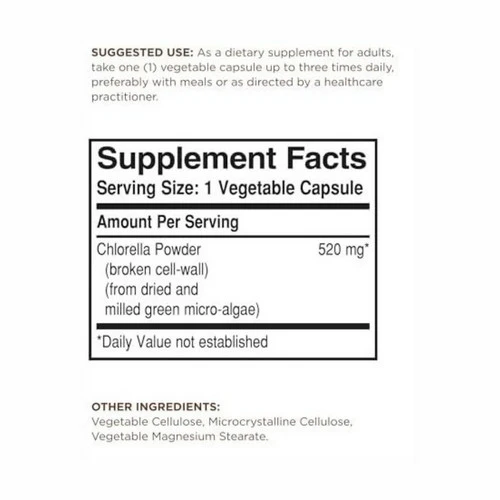 Solgar, Chlorella Vegetable Capsules, 100 V Caps - Image 2