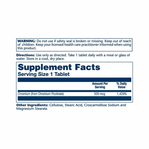 Solaray, Chromium Picolinate, 500 mcg, 60 Tabs - Image 2