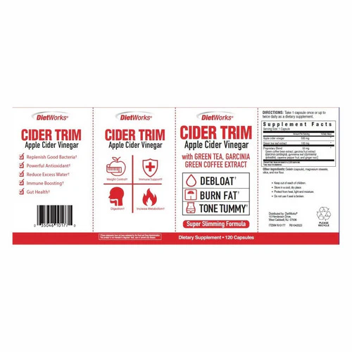 DietWorks, Cider Trim Apple Cider Vinegar, 120 Capsules - Image 2