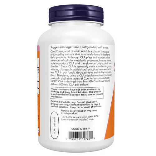 Now Foods, CLA - Conjugated Linoleic Acid, 800 Mg, 180 Softgels - Image 3