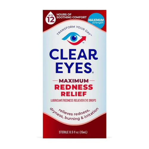 Clear Eyes, Maximum Redness Relief Eye Drops, 0.5 oz