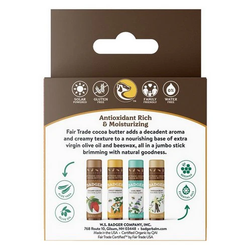 Badger Balm, Cocoa Butter Lip Balm Gift, .25 Oz - Image 2
