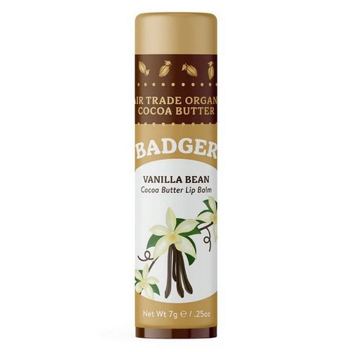 Badger Balm, Cocoa Butter Lip Balm Vanilla Bean, .25 Oz