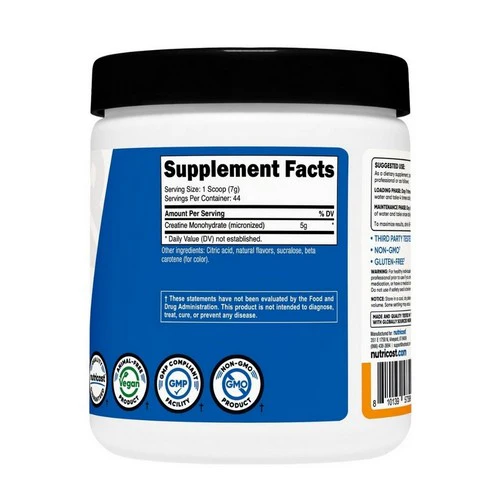Nutricost, Creatine Monohydrate Powder Mandarin Orange, 300 Grams - Image 2