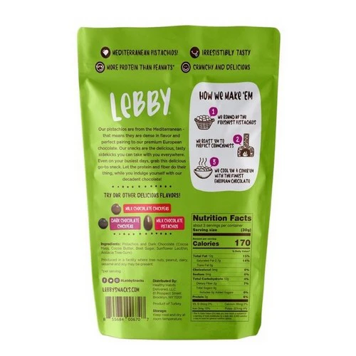 Lebby Snacks, Darke Chocolate Pistachios, 3.1 Oz (Case Of 6) - Image 2