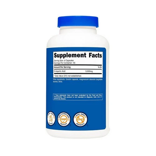 Nutricost, D-Aspartic Acid Capsules, 3000 Mg, 180 Count - Image 2