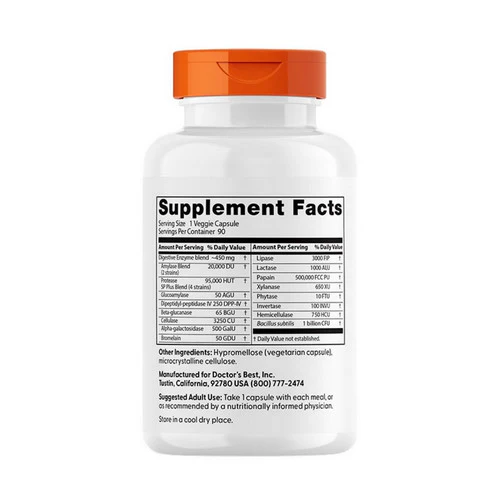Doctors Best, Digestive Enzymes, 90 Veggie Caps - Image 2