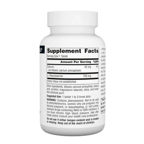 Source Naturals, DL-Phenylalanine, 750 mg, 60 Tabs - Image 2