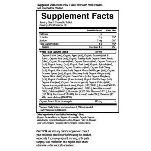 Garden of Life, Dr. Formulated Enzynes Organic Digest+, Tropical Fruit 90 Chews - Image 2