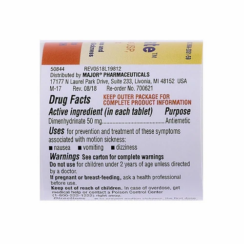 Major Pharmaceuticals, Driminate, 50 mg, 100 Tabs - Image 2