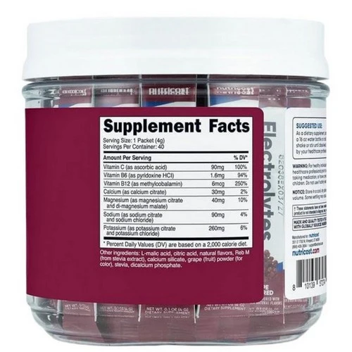 Nutricost, Electrolytes Hydration Complex Stickpacks Grape, 40 Sticks - Image 2