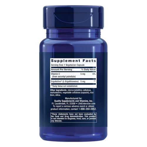 Life Extension, Essential Youth L-Ergothioneine, 5 mg, 30 Vegetarian Capsules - Image 2
