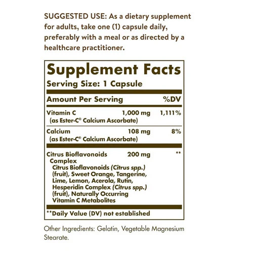 Solgar, Ester-C Plus Vitamin C, 1000 mg, 100 Caps - Image 2