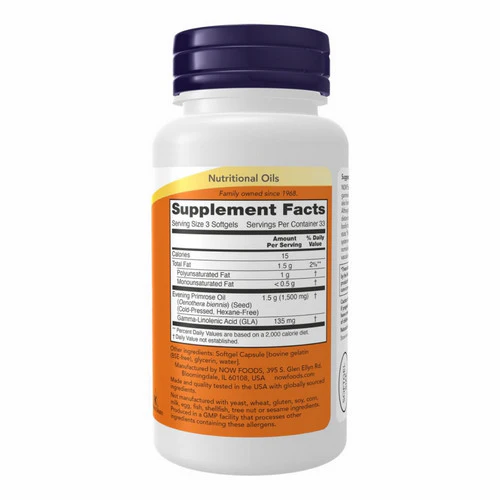 Now Foods, Evening Primrose Oil, 500 mg, 100 Softgels - Image 2