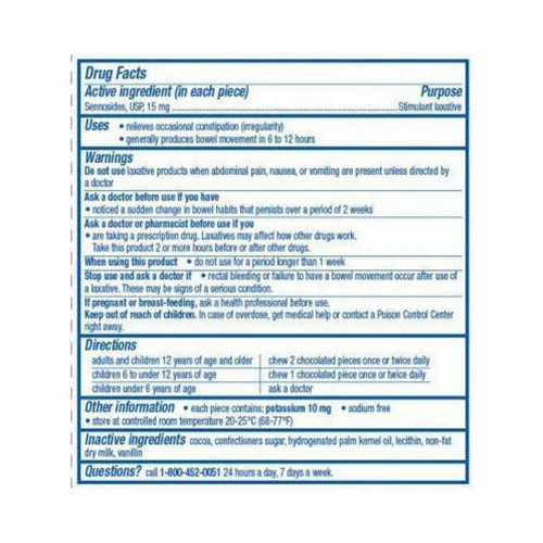 Novartis Consm Hlth Inc, Ex-Lax Chocolated Stimulant Laxative Pieces Regular Strength, Box Of 1 - Image 2