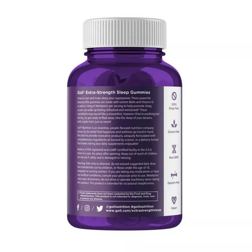 Goli Nutrition, Extra Strength Dreamy Vegan Sleep Vitamin Gummies, 50 Count - Image 3