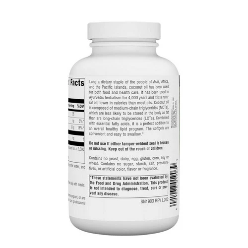 Source Naturals, Extra Virgin Coconut Oil, 120 Softgels - Image 3