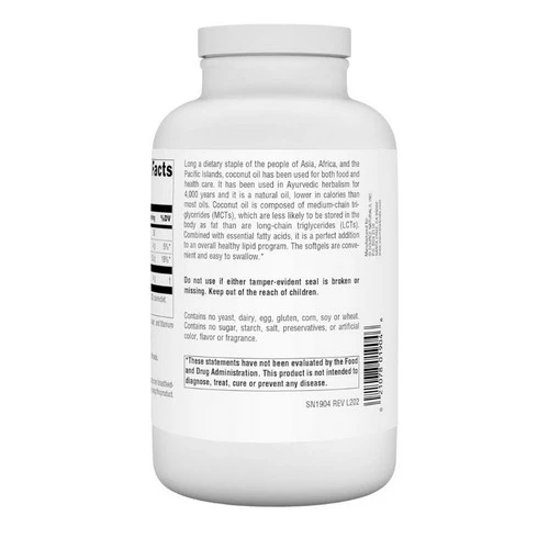 Source Naturals, Extra Virgin Coconut Oil, 240softgels - Image 2