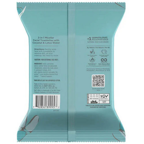 Burts Bees, Facial Care Micellar with Coconut And Lotus, 30 Count - Image 2