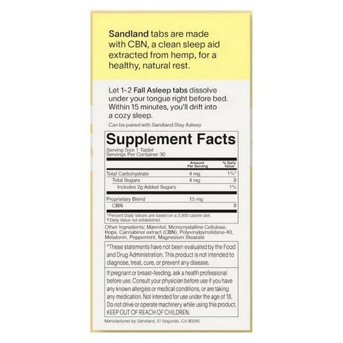 Sandland, Fall Asleep Herbal Supplement with Melatonin, 30 Tablets - Image 2