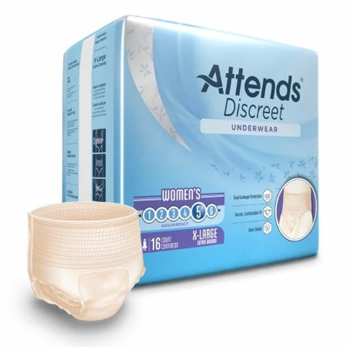 Attends, Female Adult Absorbent Underwear, Case Of 4