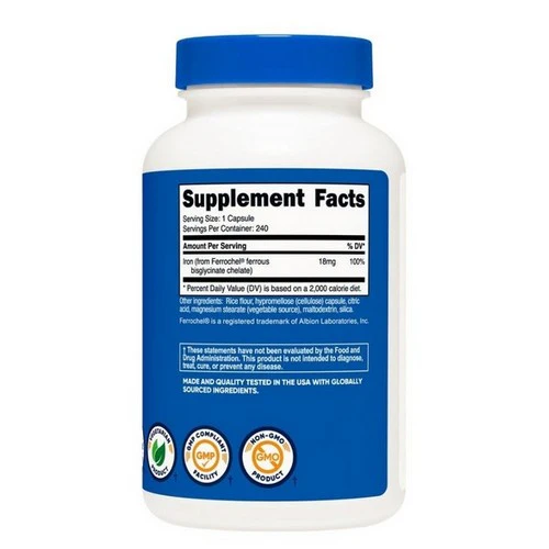 Nutricost, Ferrochel Iron Capsules, 18 Mg, 240 Count - Image 2
